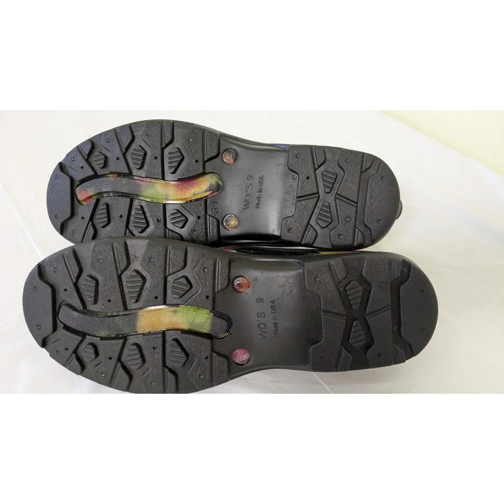 Sloggers Waterproof Rain & Garden Black Pansy Slip On Shoe Women's Size 9